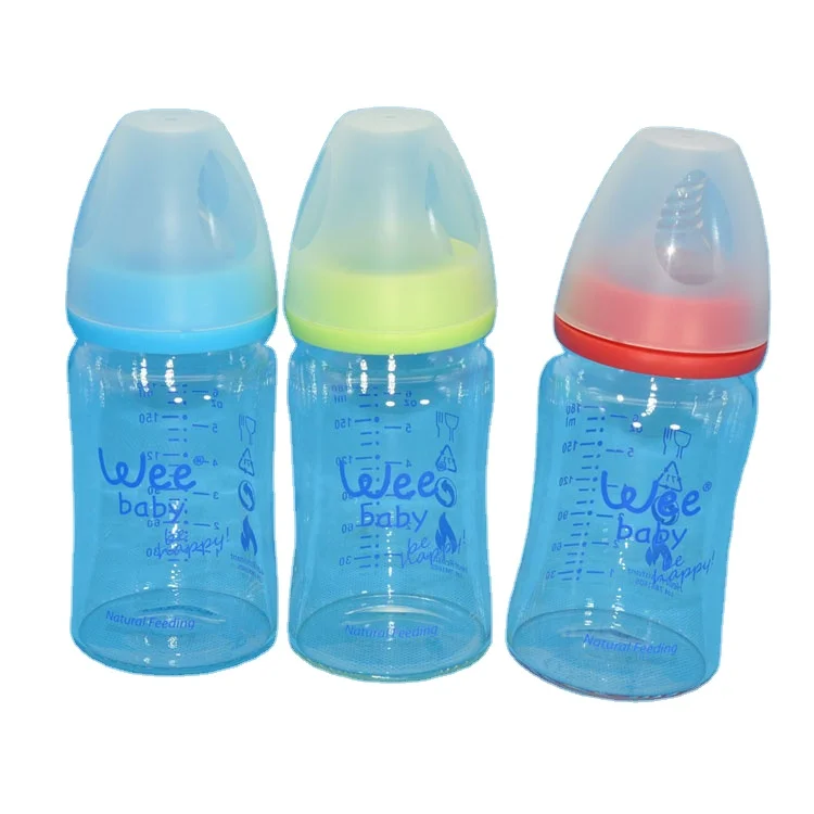 custom logo new design Glass Baby Bottle Wide Neck Glass Feeding Bottle