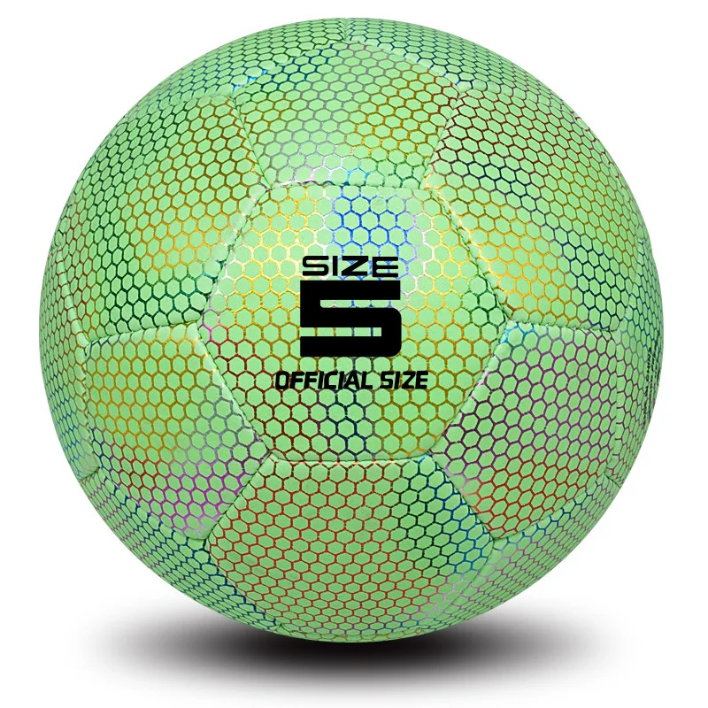 Super fiber Standard Size 5 Reflective Soccer green Luminous Night Glow Footballs Adult Child Pu Sports Match Training Balls