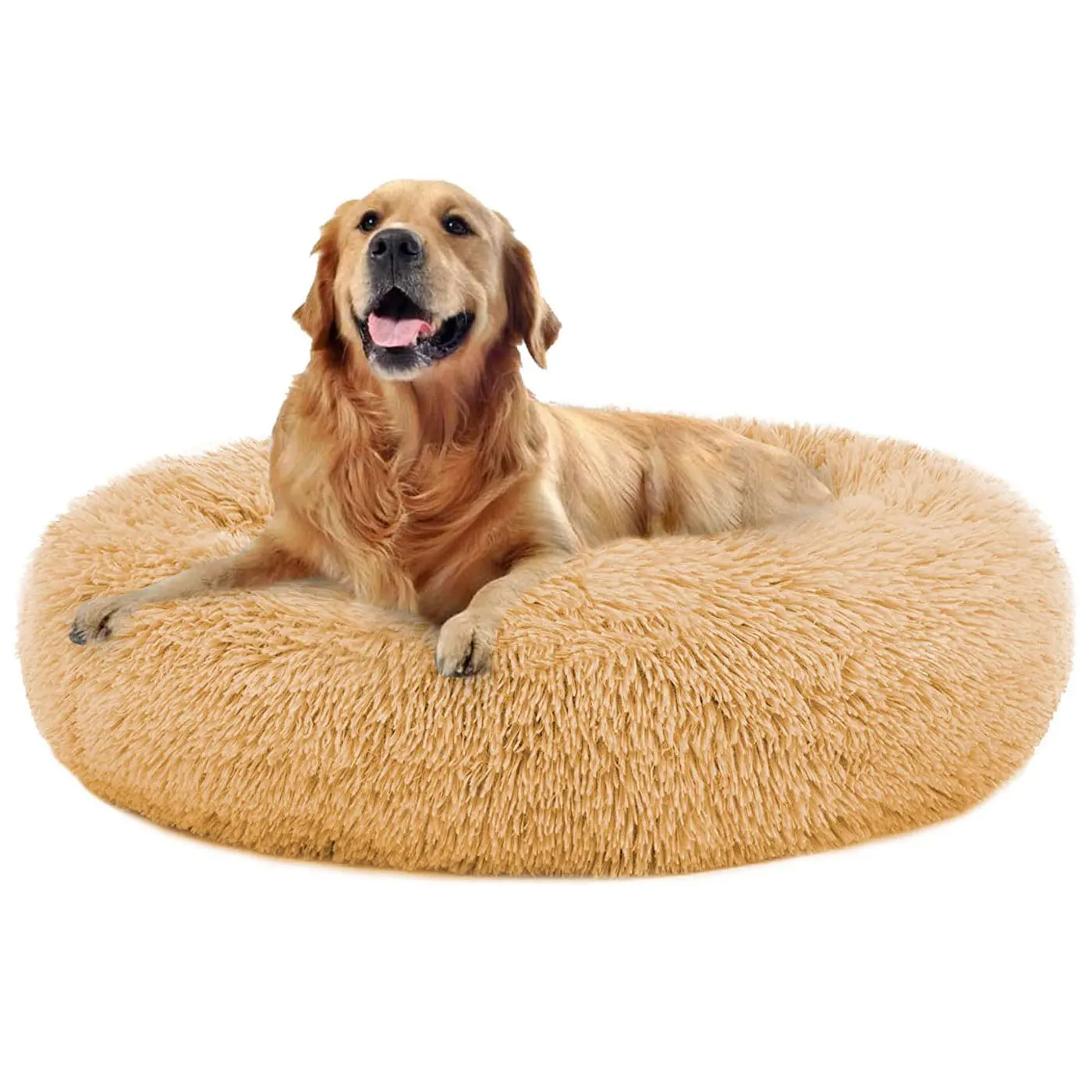 Gold Round Donut dog bed orthopedic memory foam large plush dog bed pet bed