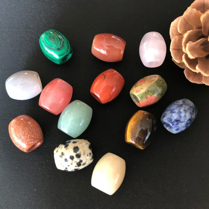 Mylulu Free Samples Wig Braid 16*18*5mm Natural Stone Big Hole Beads for Jewelry Making&Hair Braid