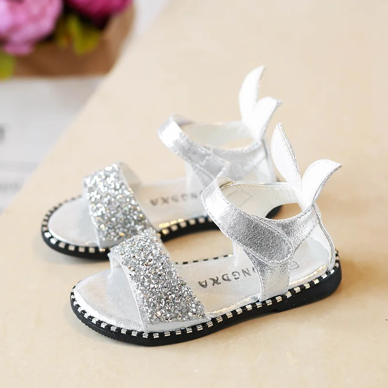 High quality bling-bling children sandals girl dress shoes wholesale anti-slip
