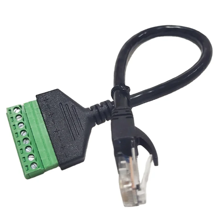 Hot RJ45 Male to 8Pin Spring Terminal Block Connector RJ45 8P8C Plug to AV 8 Pin Screw Terminal Block