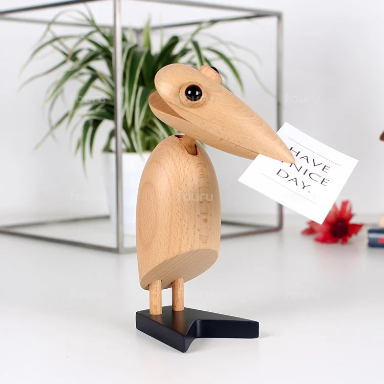 nordic creative style home decor beech wood animal bird handicraft for art deco statue kids wooden gift