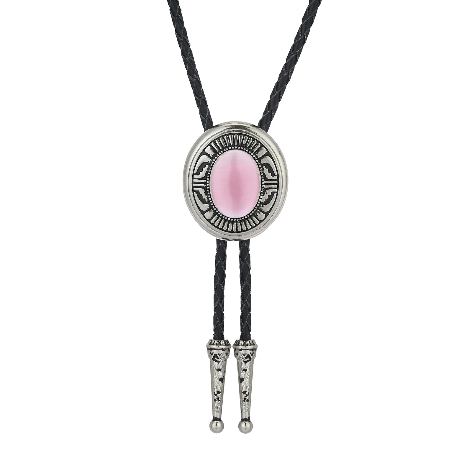 European and American fashion natural agate stone zinc alloy cowhide Bolo Tie bow tie sweater chain