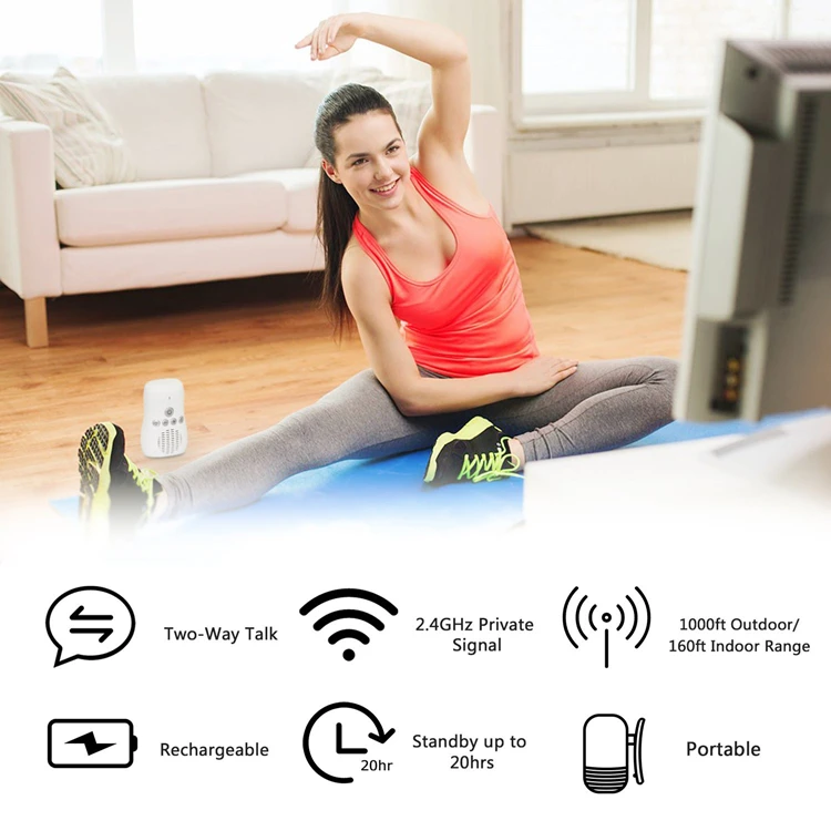 New product 2.4Ghz Wireless Baby Monitor Small Portable Audio Baby Monitor Two-way Audio Function Intercom Cute Baby Monitor