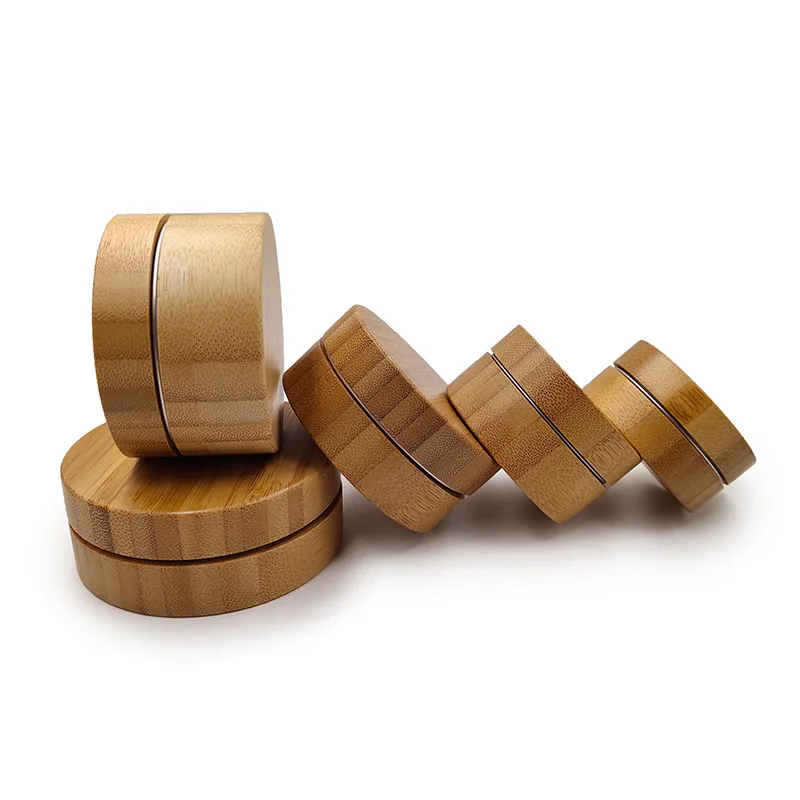 beech wood round Cosmetic Cream Jars Luxury walnut Cosmetic Packaging 10g 15ml 25g 30g beech wood Aluminum Jar With Bamboo Lid