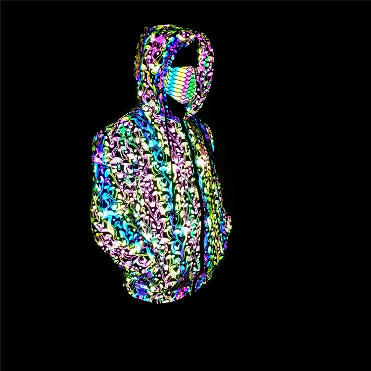 Custom Reflective Puffer Jacket Mushroom Print Reflective Clothing