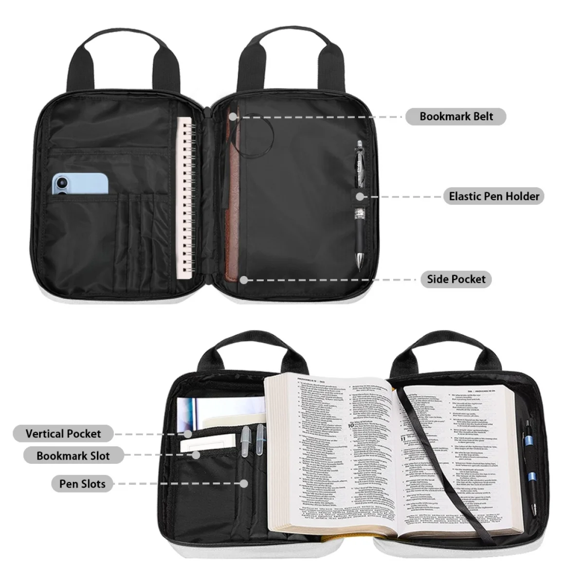 Holy Bible Bag Handbag Multifunctional Bible Carry Bag Custom Print On Demand Wholesale Multipocket Bookcase for Bible Cover Bag