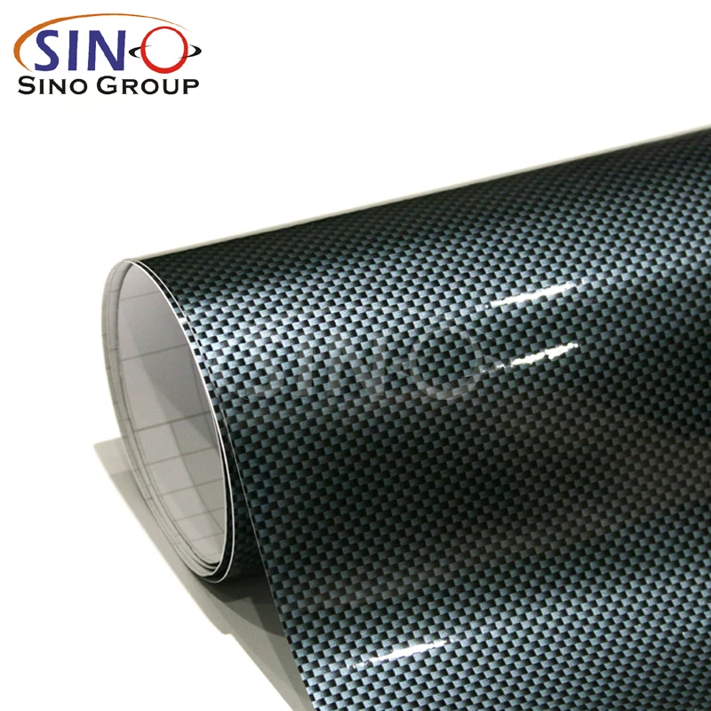 1.52x28M/5X91FT Air Bubble Channel 2D 3D 4D 5D 6D 7D Gold-Black High Glossy  Big Texture Carbon Fiber vinyl Foil For EOS