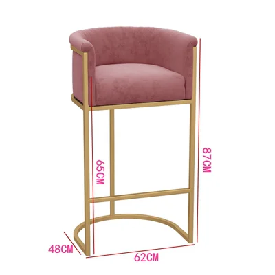 Modern factory hot selling high back gold frame metal counter bar stool, bar chair