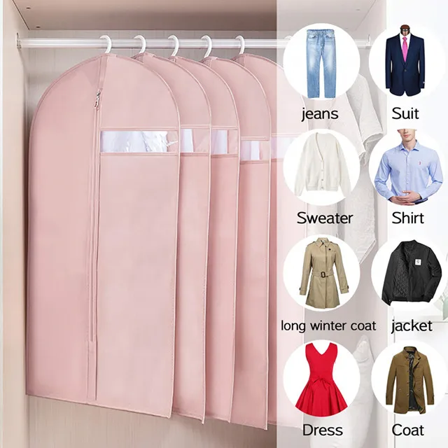 Custom Fashion Suit Protector Garment Bag Foldable Non Woven Garment Bag with Zipper