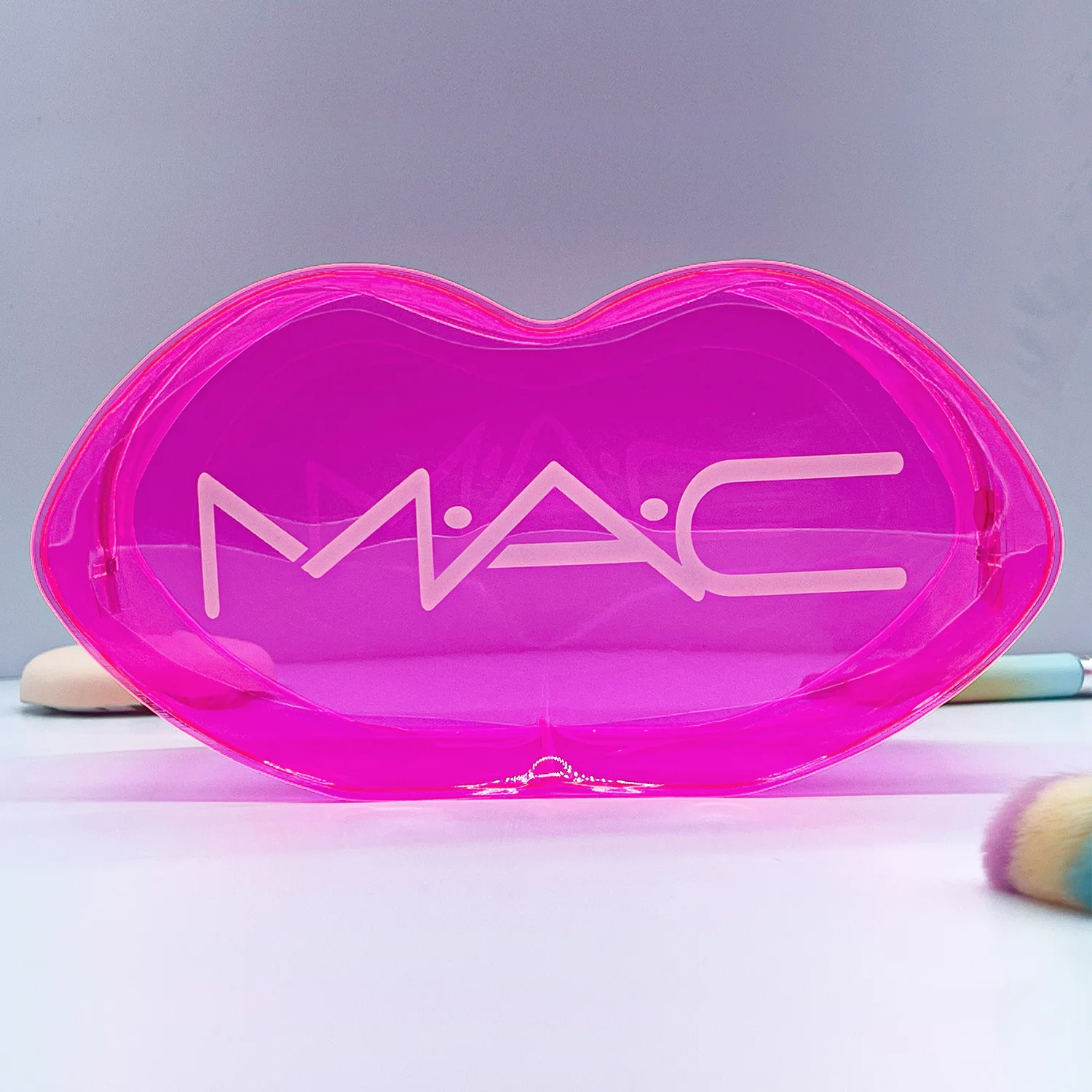 Пользовательский логотип Mac водонепроницаемый модный прозрачный косметический макияж ПВХ сумки дорожные размеры для женщин