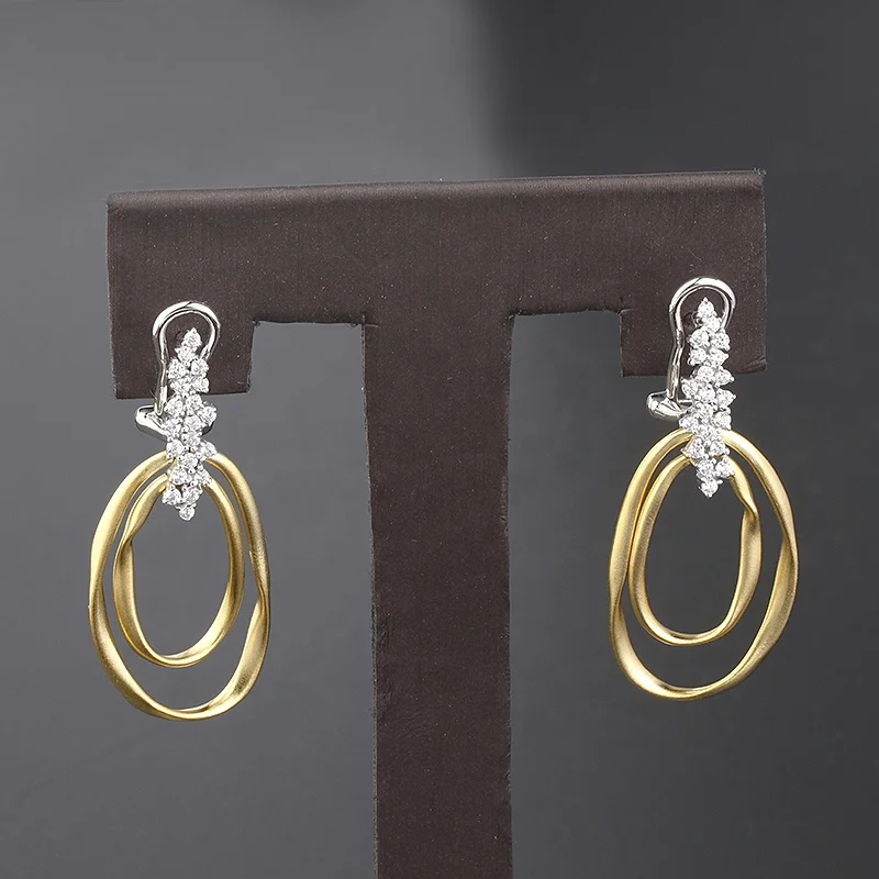 custom trendy jewelry earring s925  cz diamond drop women zircons big 925 sterling silver gold hoop earrings for women 18k gold