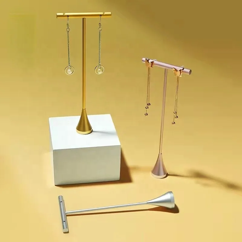 T Bar Metal Jewelry Display Stand Black Earring Holder Displays Jewelry Silver Rose Earring Stand