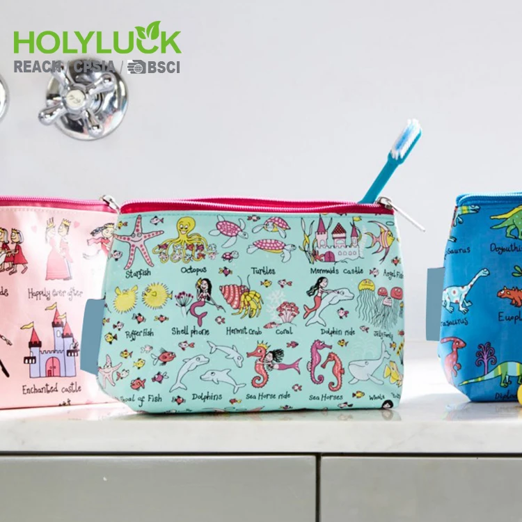 Women small makeup bag travel funny storage toiletry bag kids cartoon car makeup kid toiletry bag with logo zip