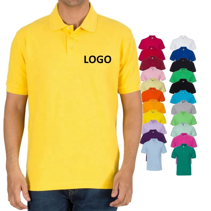 High Quality Cotton Pique Polo Shirt Embroidered Custom Logo Office Staff Work Uniform Polo T-Shirt For Men