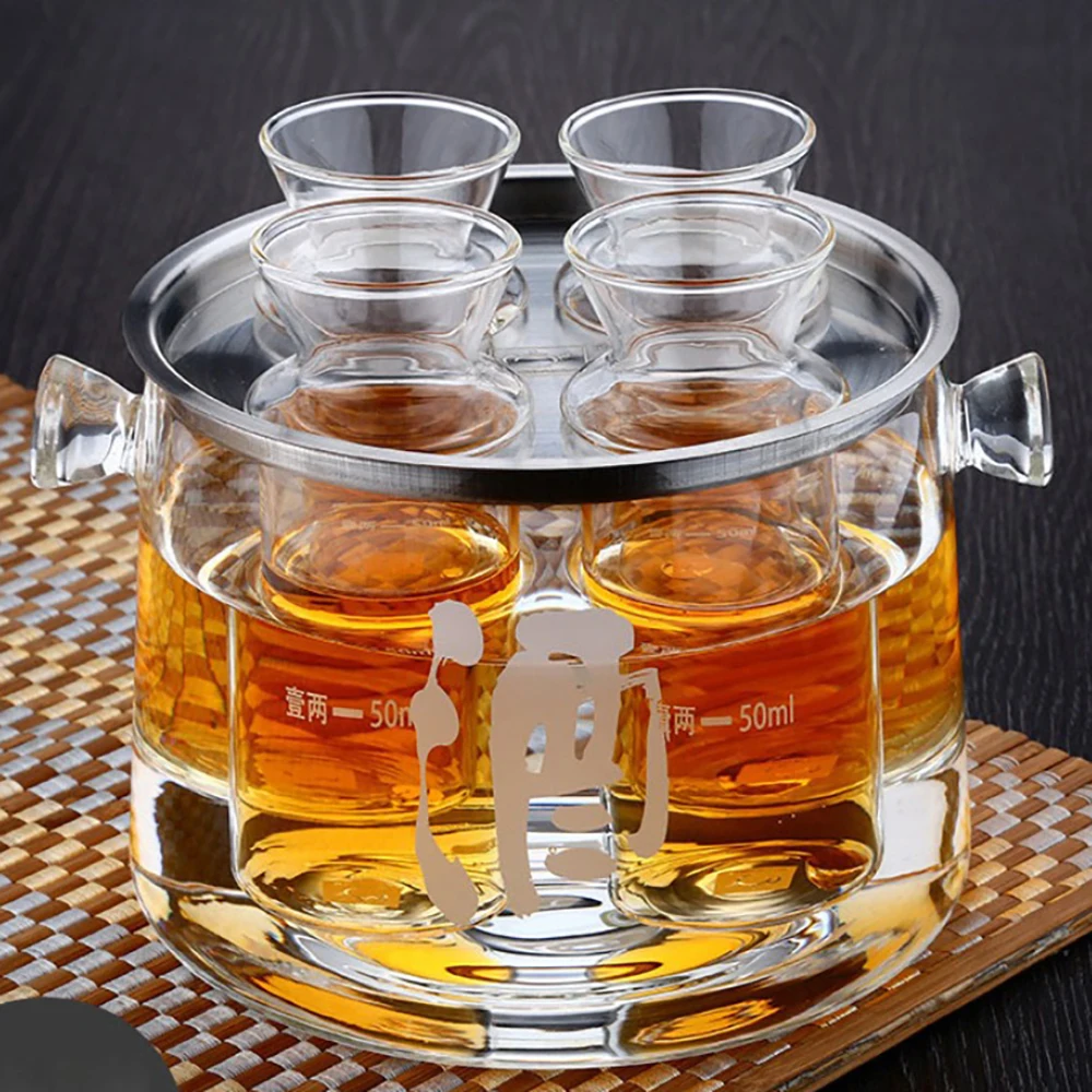 New design borosilicate cooking High borosilicate glass wine whiskey Wine warmer Heating wine vessel