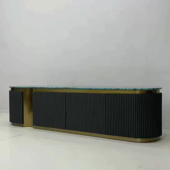 Luxury Marble + Stainless Steel Storage Buffet Cabinet Multi-functional Dining Room Sideboard for Dining, Hotel