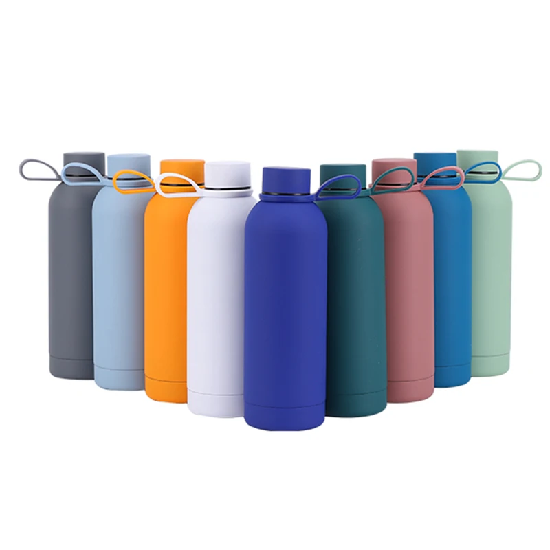 FANGYUAN Eco friendly finger belt double wall stainless steel thermos vacuum flask metal water bottles for kids school Kawaii