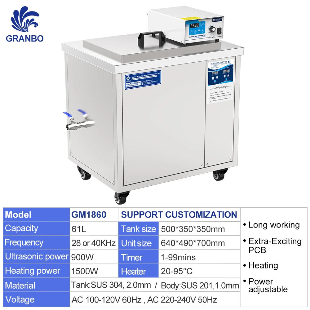 Good quality Rust removal ultrasonic cleaner 40l 50l 60l immersion in industry large ultrasound cleaning machine