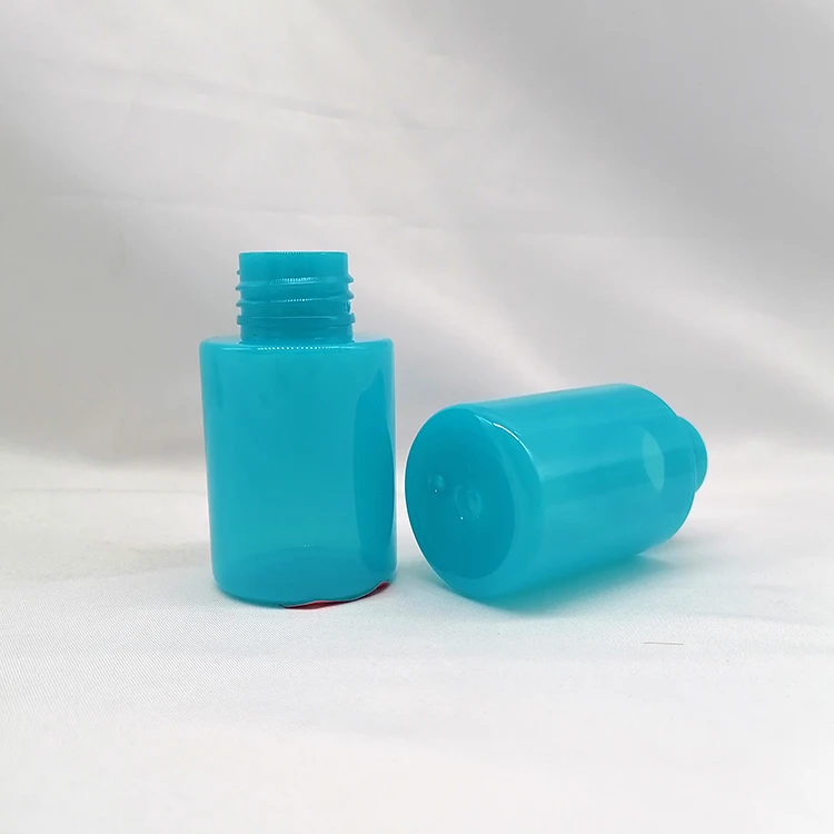 Cosmetic Custom 60ml Blue Flat Shoulder Pet Empty Serum Plastic Bottle