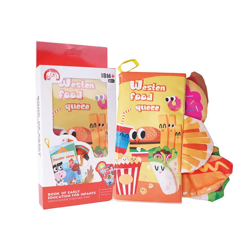 Fast Food Soft Baby Activity Book Hamburgers Chips 3D Cloth Book Interactive Sensory Baby Toys Baby Books