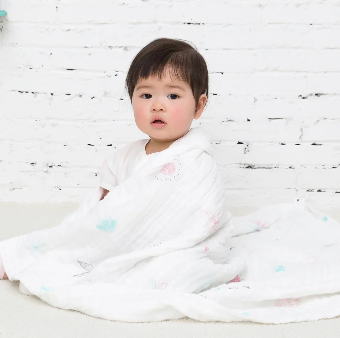 BH baby product of baby bath towel, six layers gauze cotton baby washcloth 100% cotton multifunction blankets