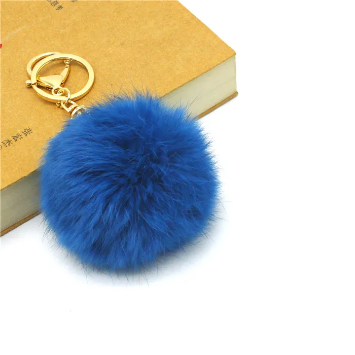 Fluffy pompom genuine rabbit fur ball keychain as pendant