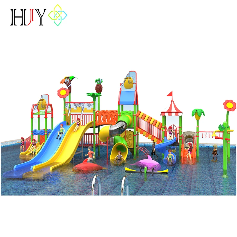 Children plastic kindergarten game set kids outdoor playground swing slide and water slide