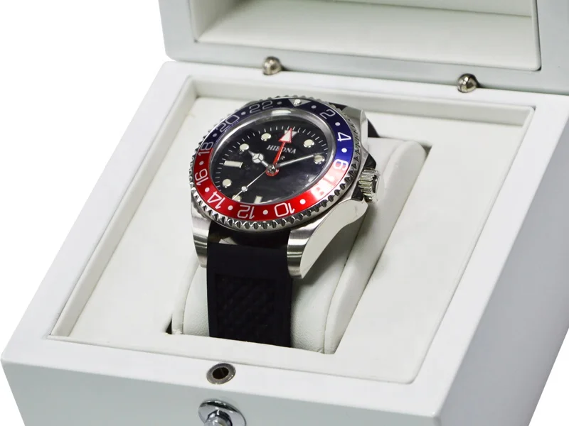 Bi-color bezel NH34 GMT movement Silicone band diving mens automatic diver watch 200m water resistant