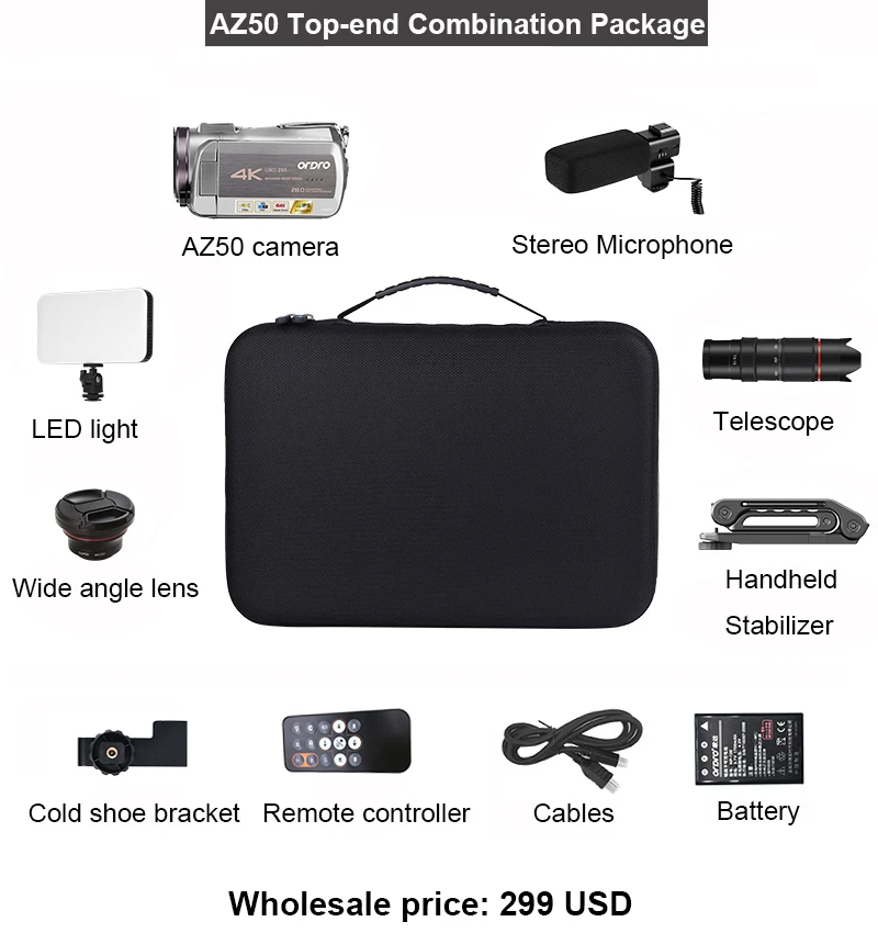 Professional digital Real 4K 30fps infrared night vision WiFi optical zoom video camera