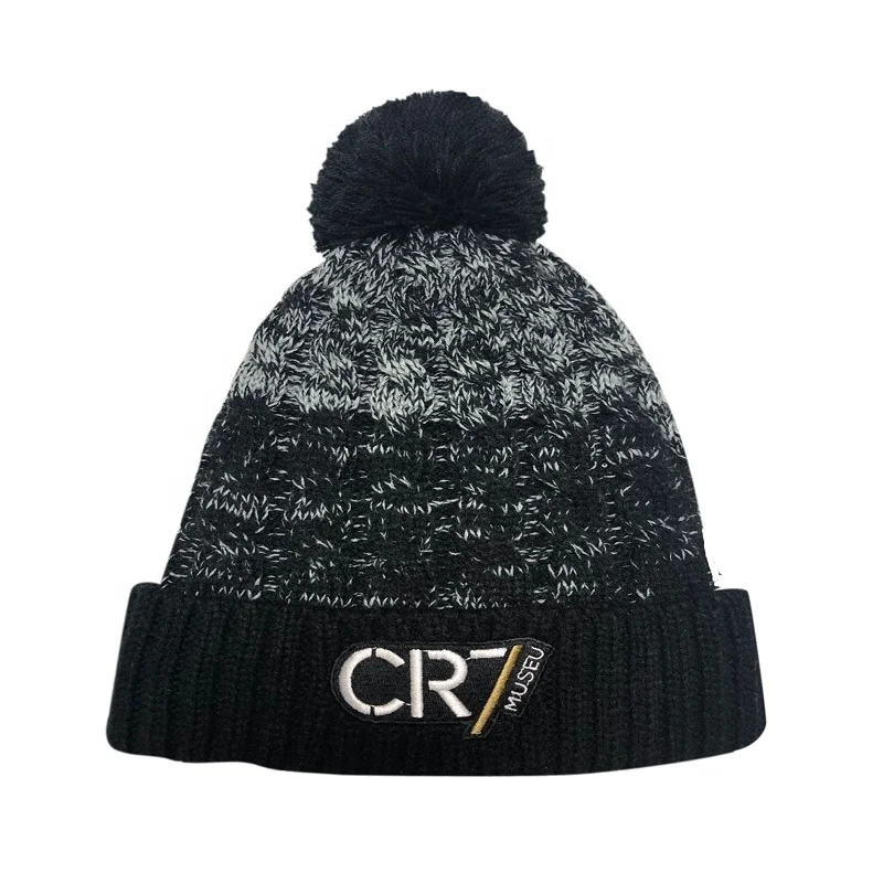Cheap Men Italian Team Lined Winter Knit Hat Custom Knit Pom Beanie with Embroidery Logo