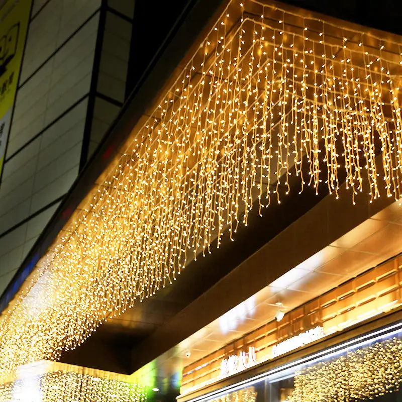 4M Christmas Garland LED Curtain Icicle String Lights Droop 0.4-0.6m AC 220V110V Garden Street Outdoor Decorative Holiday Light
