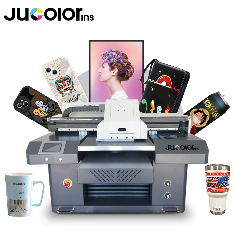 УФ-принтер Jucolor 4060 стакан чехол для телефона визитница рождественский подарок CMYK + W V однопроходная печатная машина A2