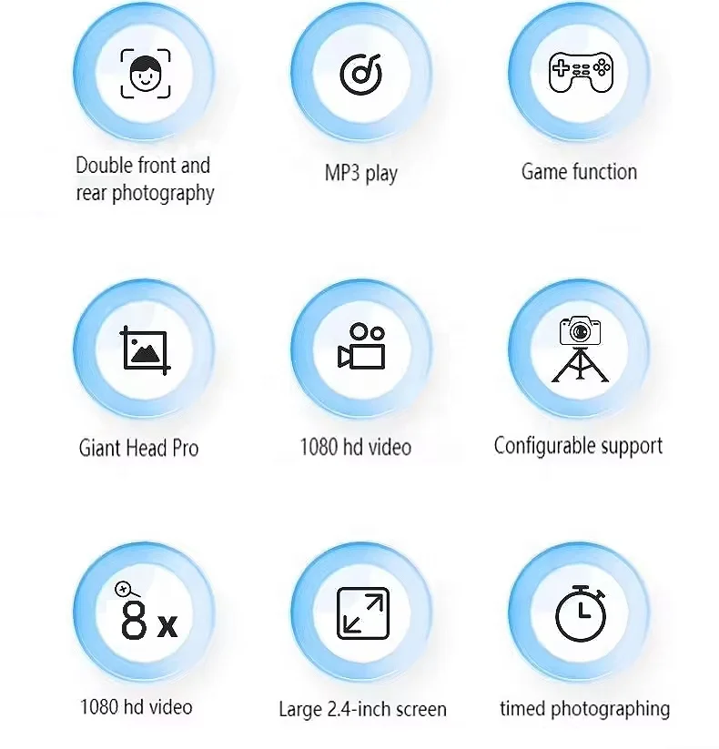 Dual Cameras screen filter hd camera type c cable fast charging video digital cameras Electric toys kids