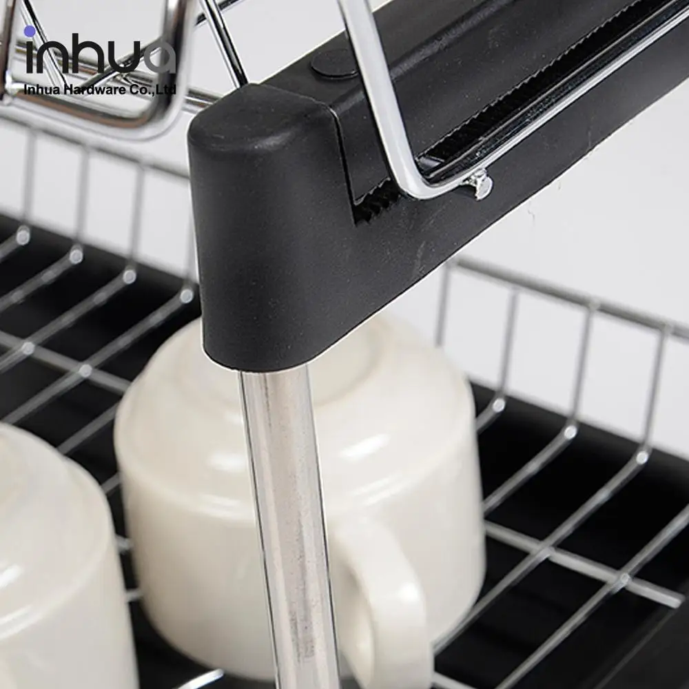 2 tier drain drying rack cutlery storage rack kitchen metal dish rack