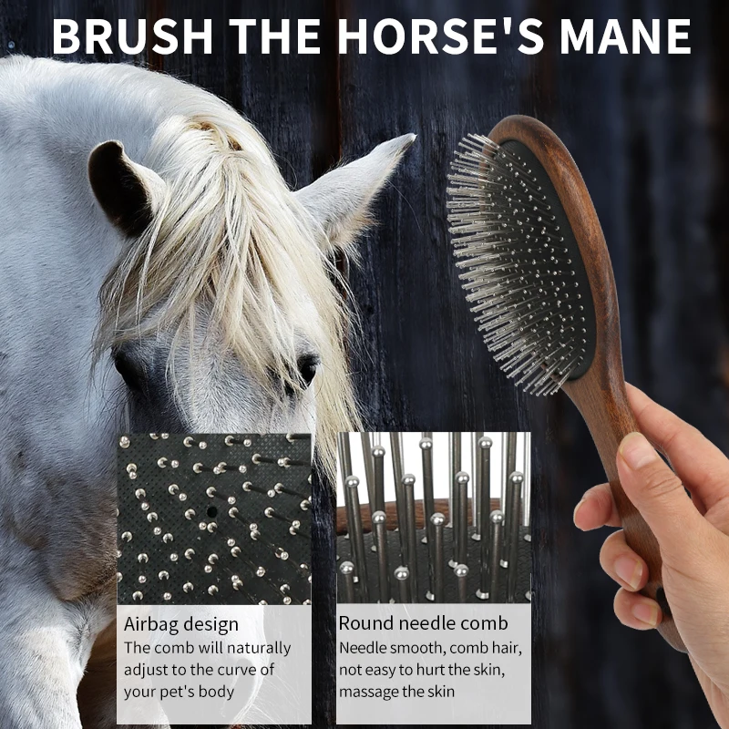 Horse Hair Cleaning Brushes Horse Deshedding Air Cushion Pin Comb Horse Grooming Brushes