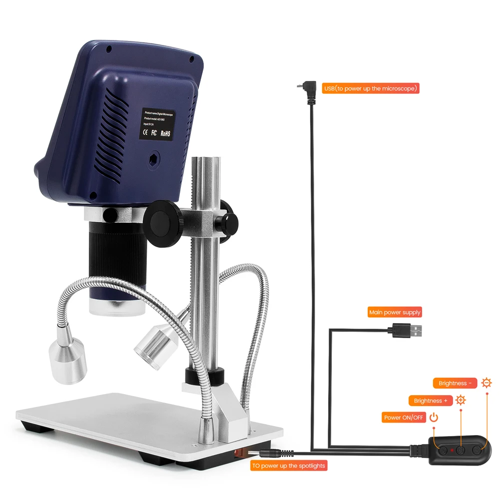 Andonstar USB Digital Microscope with Screen for Phone Repair Soldering Tool BGA SMT Jewelry Appraisal Biologic Use Kids Gift