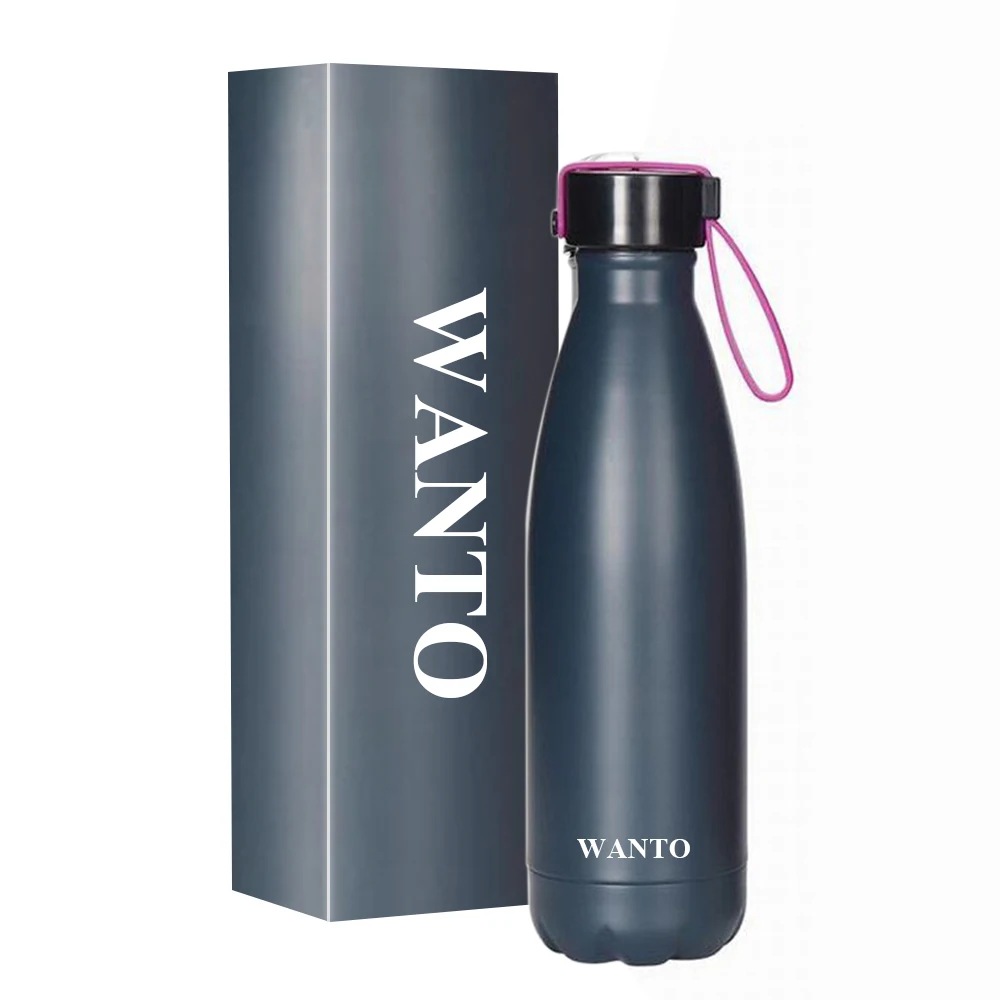 Wanto 2022 Personalized 350ml 500ml 750ml 1000ml New Stainless Steel Cola Shape Water Bottle For Gym And Running