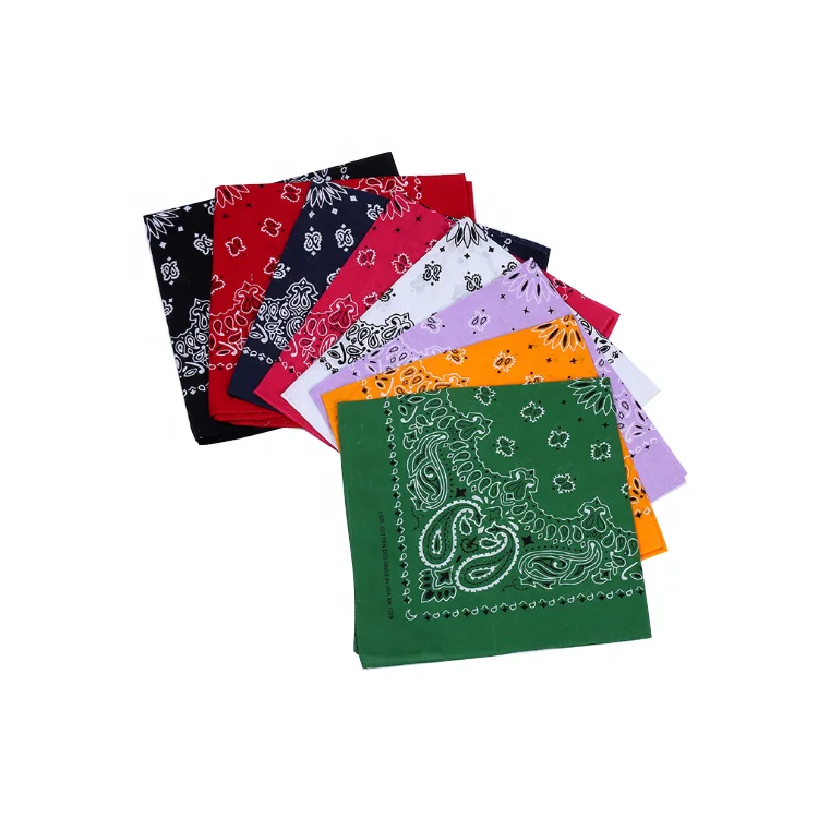 Custom 55*55cm Multi Use Screen Printed Cashew Hip Hop Headwear Bandana Pocket Square