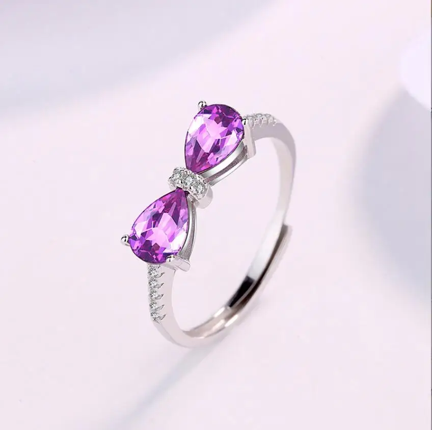 Purple Heart Cut Solid 925 Sterling Silver Engagement Ring Jewelry Manufacturer China