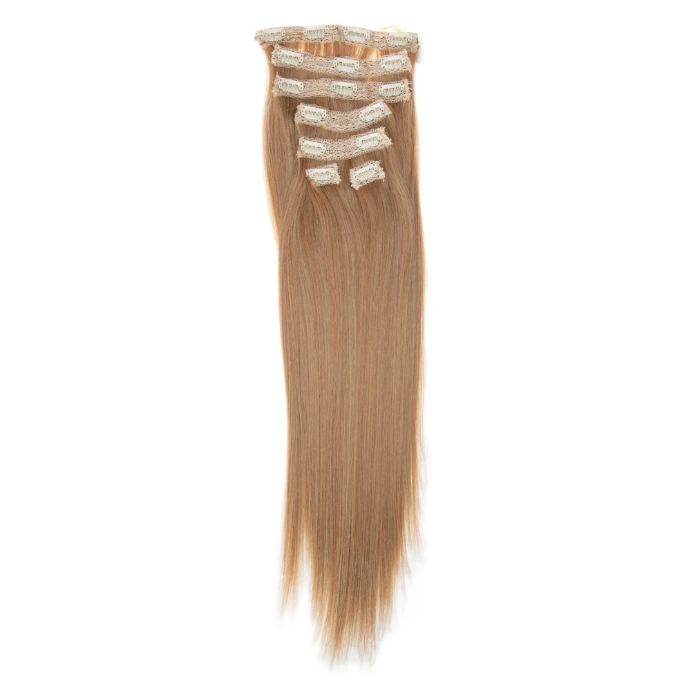 Rebecca top high quality wholesale bundles luxury long straight clip heat resistant fiber synthetic hair extensions for women