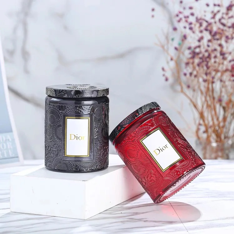 Custom Stickers 200ml Empty Container Cylinder Shaped Candle Glass Jar