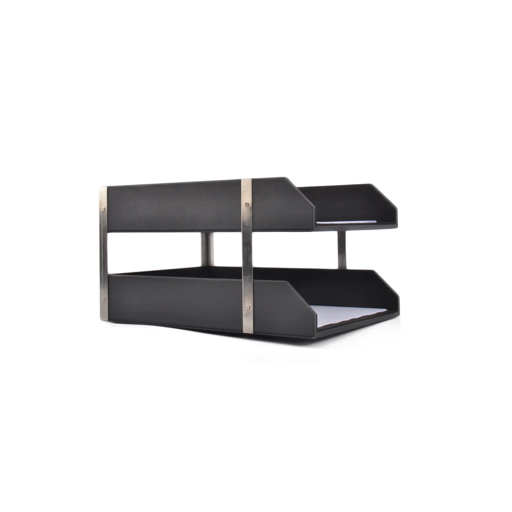 Qatar Government Luxury Black Leather 7 Piece Desk Organizer Set Executive Business Desktop Office Stationery Accessory Set