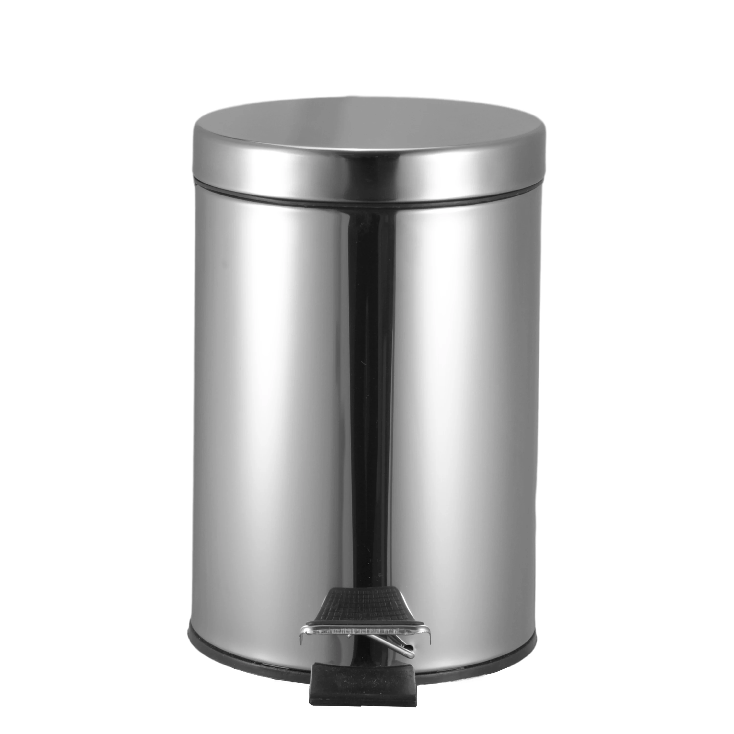 Mini mirror light metal pedal trash can for bathroom bedroom waste bin