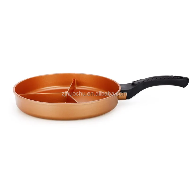 3 in 1 Fry Pan Grill Divided 3 Section Multi Fry Pan,tri-ply Copper Griddles & Grill Pans