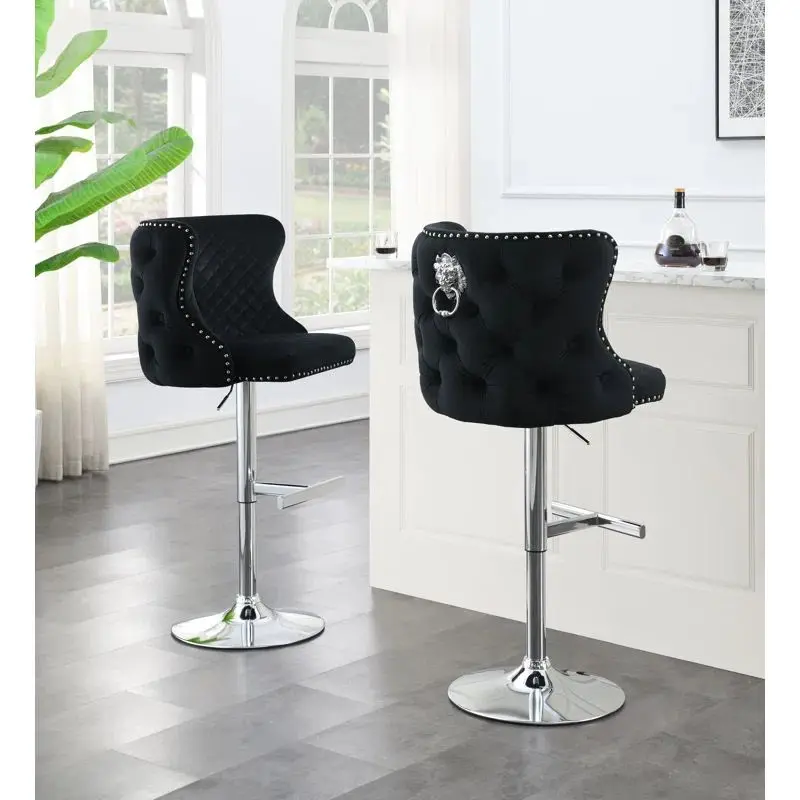 French Style Bar Stools Counter Height Coffee Home Restaurant Velvet Swivel High Stool Bar Chairs