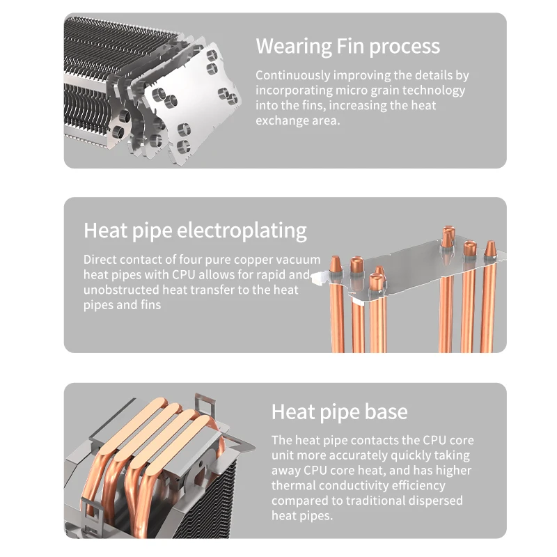 Factory Custom Copper Heatsink CPU Fan Cooler LED Light Function 12V DC Rated Voltage AMD Intel CPU Gaming Motherboard Cooling