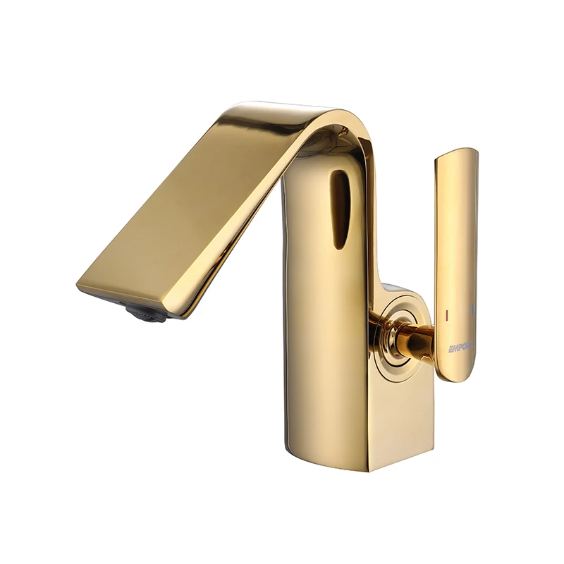 Empolo luxury bathroom copper faucet	hotel high basin Mixer brass health tap brush rose gold single handle water tap