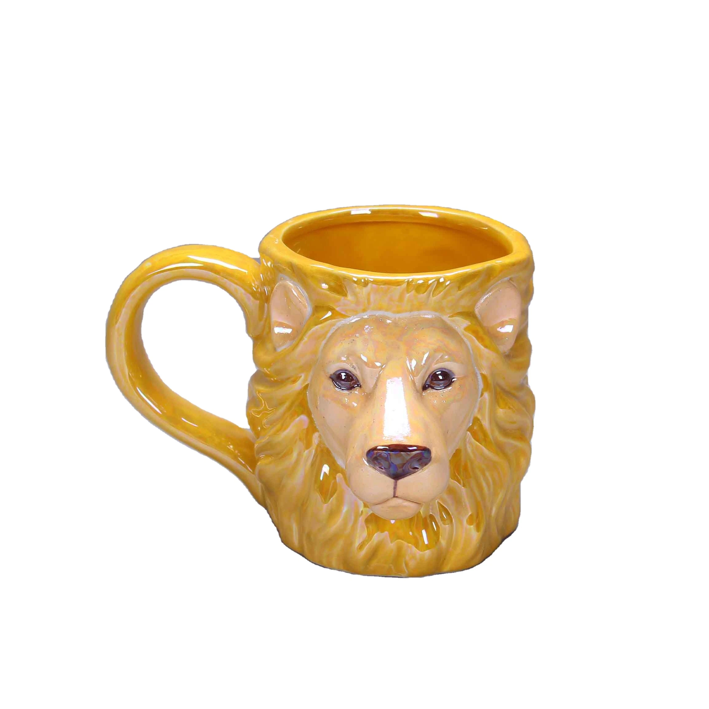Wholesale Personalized Modern Ceramic Coffee Mug Lion 3D  Milk Cup  Animal Mug for Drinkware Gifts